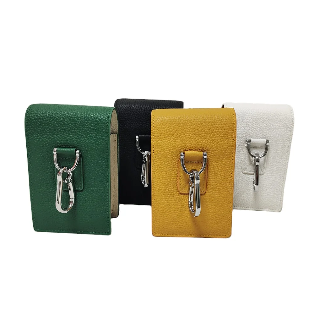 Custom Premium Leather Magnetic Suction Type Universal Golf Rangefinder Case with Carabiner Belt Clip for Golf Rangefinder Bag