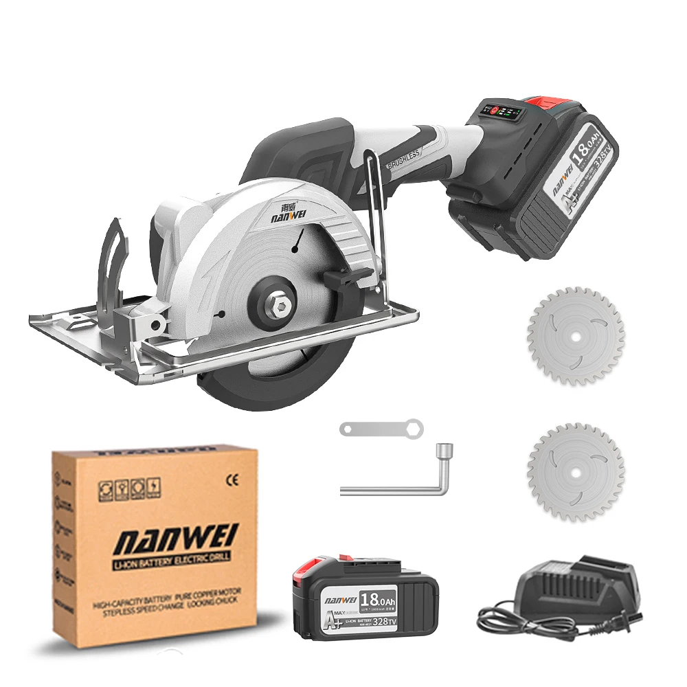 NANWEI 21V Professional Electric Circular Saw 6.0Ah wireless circular saw  blade grinder with plastic packing box
