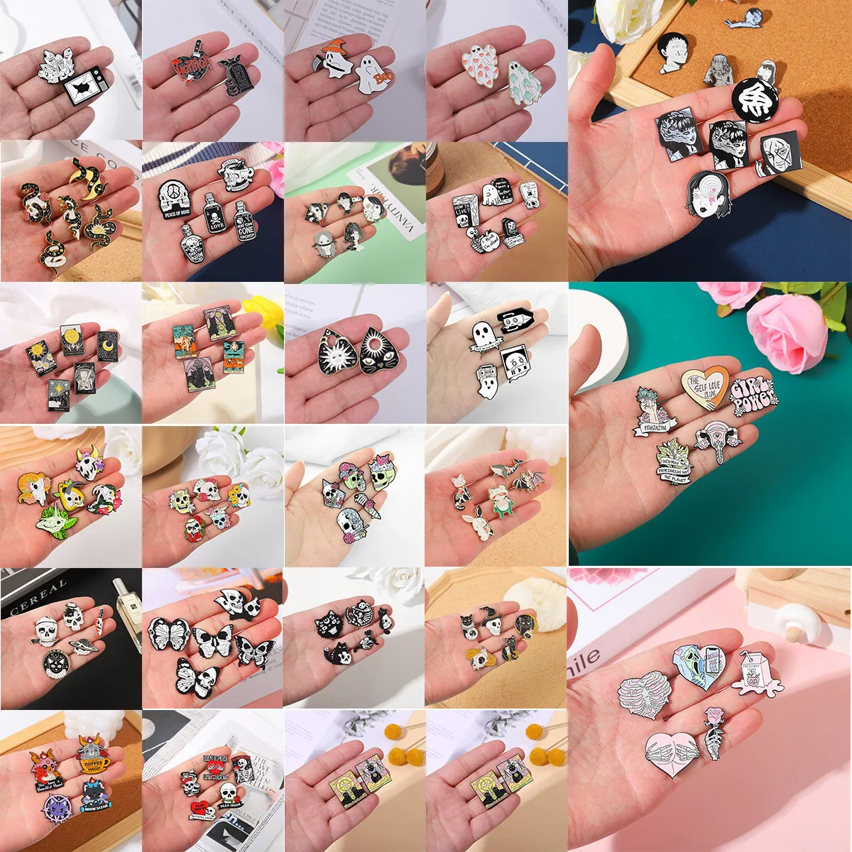 Halloween Punk Enamel Pins Cartoon Pumpkin Lapel Pins Cartoon Witch Breast Pins Horror Movies Suitable for Backpack Hats