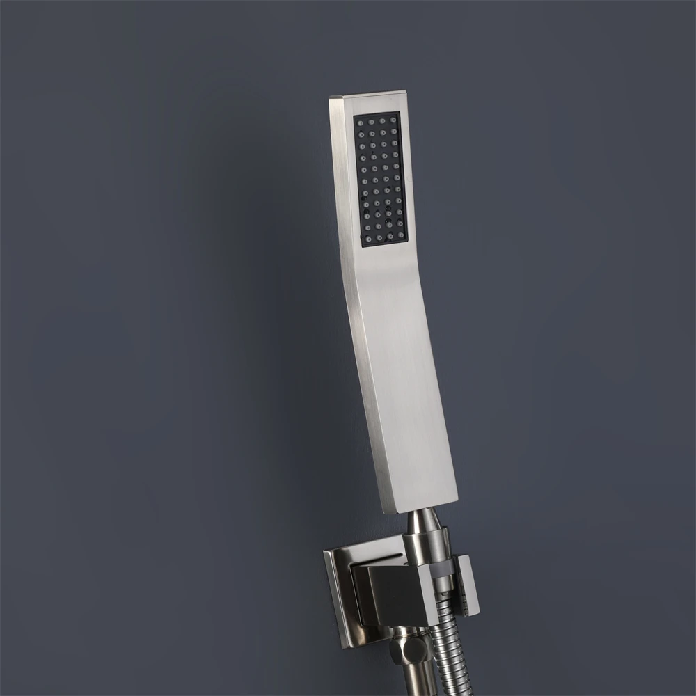 Modern Design Wall Mounted Concealed Brushed Nickel Brass Shower Mixer Faucet With ABS Shower head