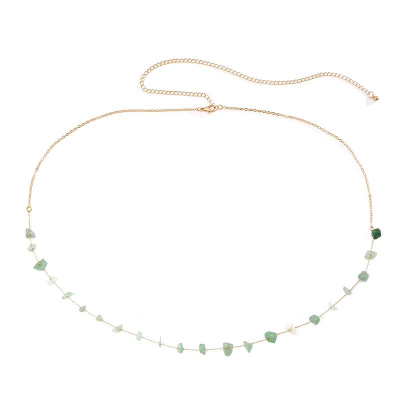 Bohemian woman girls sexy body chain irregular stone gold waist chain