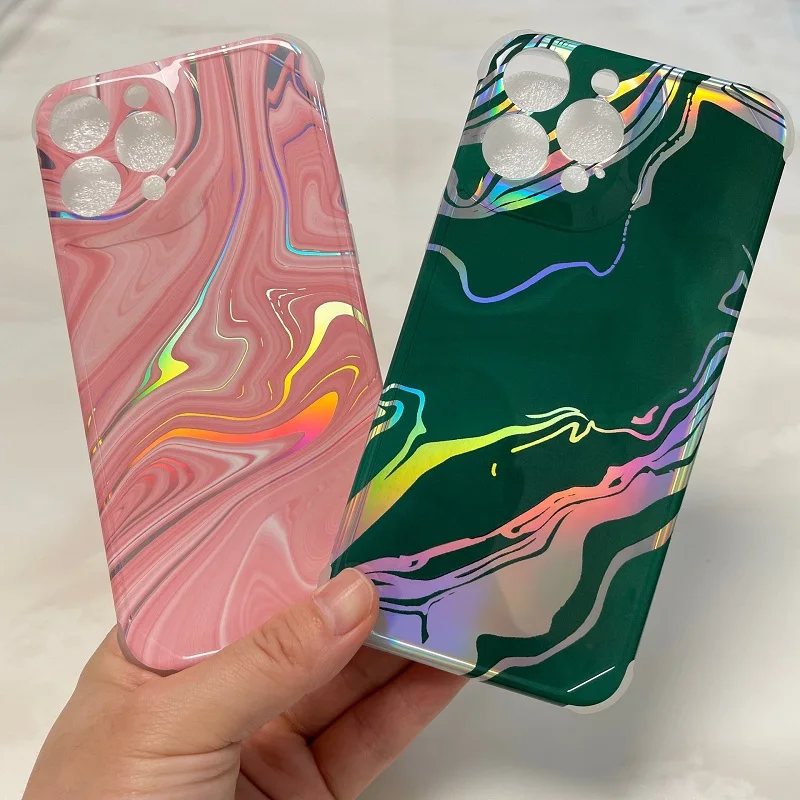 New Laser Marble Pattern Glossy Tpu Phone Case For Samsung Note 20 A51 A71 A52 A12 S21 S22 plus ultra