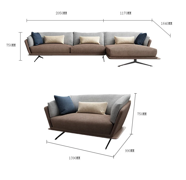 Italian Elegant Stylish Modern Luxury Home Living Room L Shaped Settee Couch Set Fabrics Bouncy Sofa