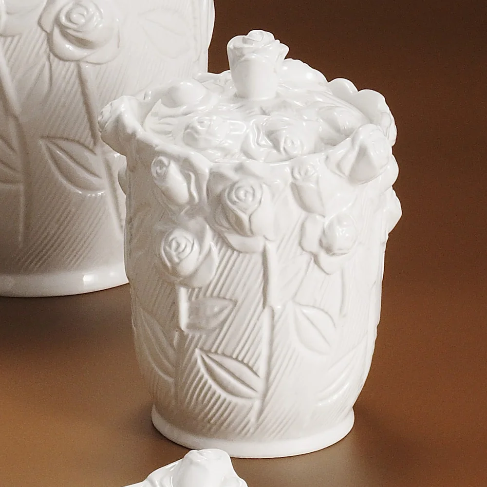 Hot sales three-dimensional flower design 50ml 80ml 100ml 200ml storage coffee tea packaging food  ceramic canister NO.3