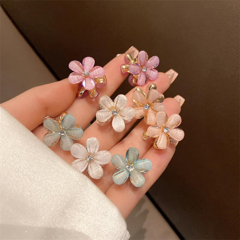 All-match Small Flower Hair Clip Sweet Broken Hair Bangs Fixed Diamond Small Flower Hair Clip for Kids Girls