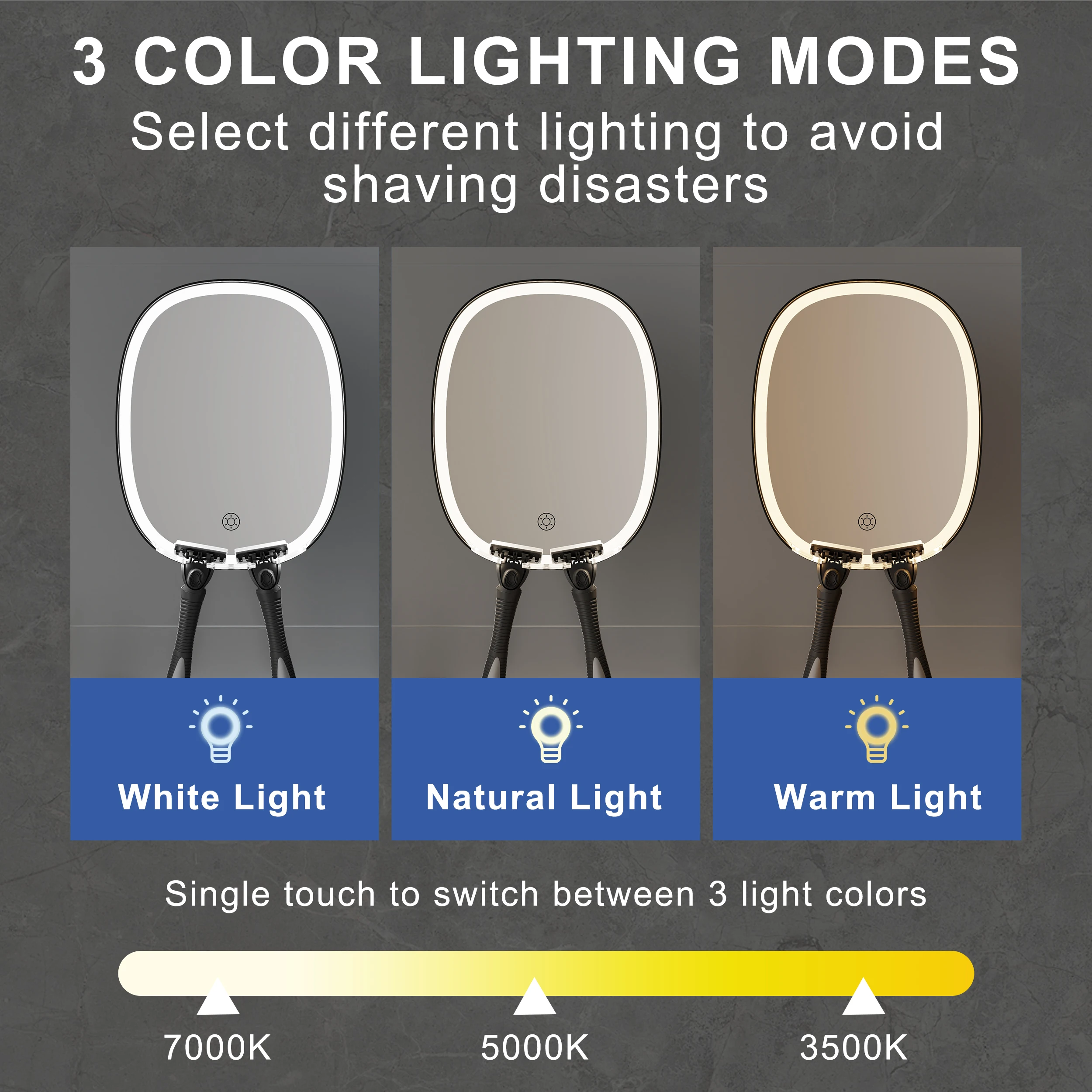 Brightness Adjustment For Shaving And Makeup With Led Light Shatterproof Anti Fog Fogless Bathroom Shower Mirror With Light