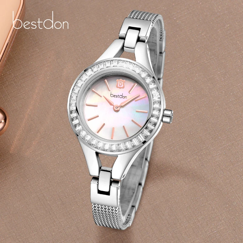 Top quality ladies japan quartz movement slim stone watches