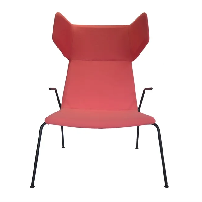 
High Back Metal Leg Soft Leisure Lounge Chair for Indoor Reception with Armrest 