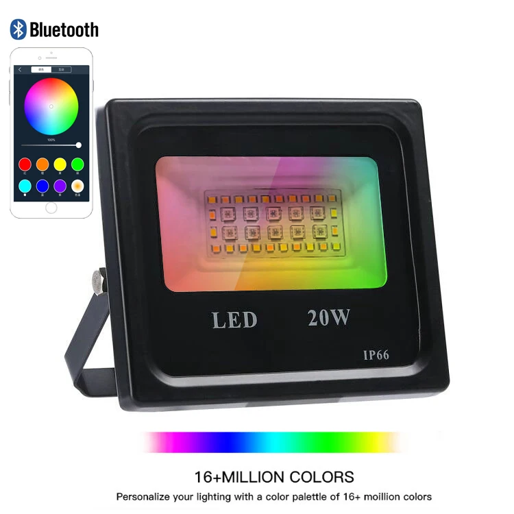 15-100W RGB Led Flood Light Smart App Control Garden Stage Lighting IP66 Waterproof Dimmable Outdoor Flood Light