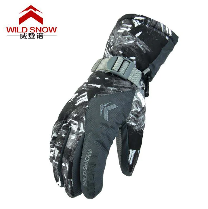 WILD SNOW Winter Warm Ski Gloves, Winter Waterproof Anti-Slip Outdoor Sports Warm Thermal Velvet Ski Snow Snowboarding