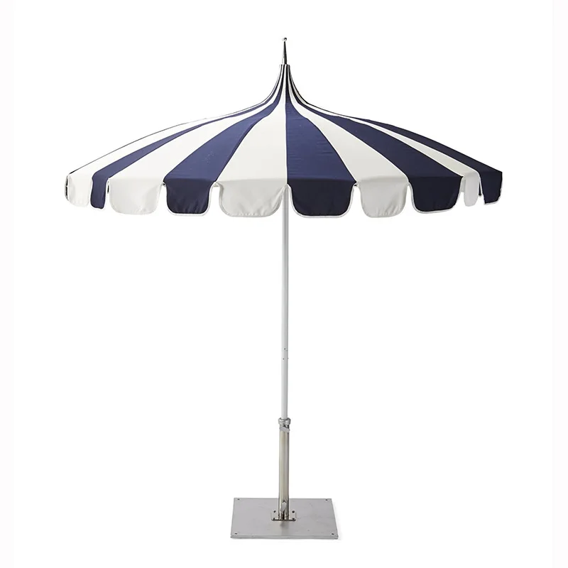 Outdoor leisure aluminum pole polyester large garden pagoda umbrella Beach umbrella Blue and white beach shade sun umbrella