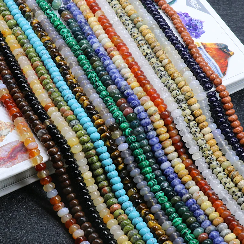 Wholesale 5*8mm  Natural Crystal Tiger eye Abacus Beads Flat Round Healing Gemstone Beads for Bracelet Necklace Jewelry Making