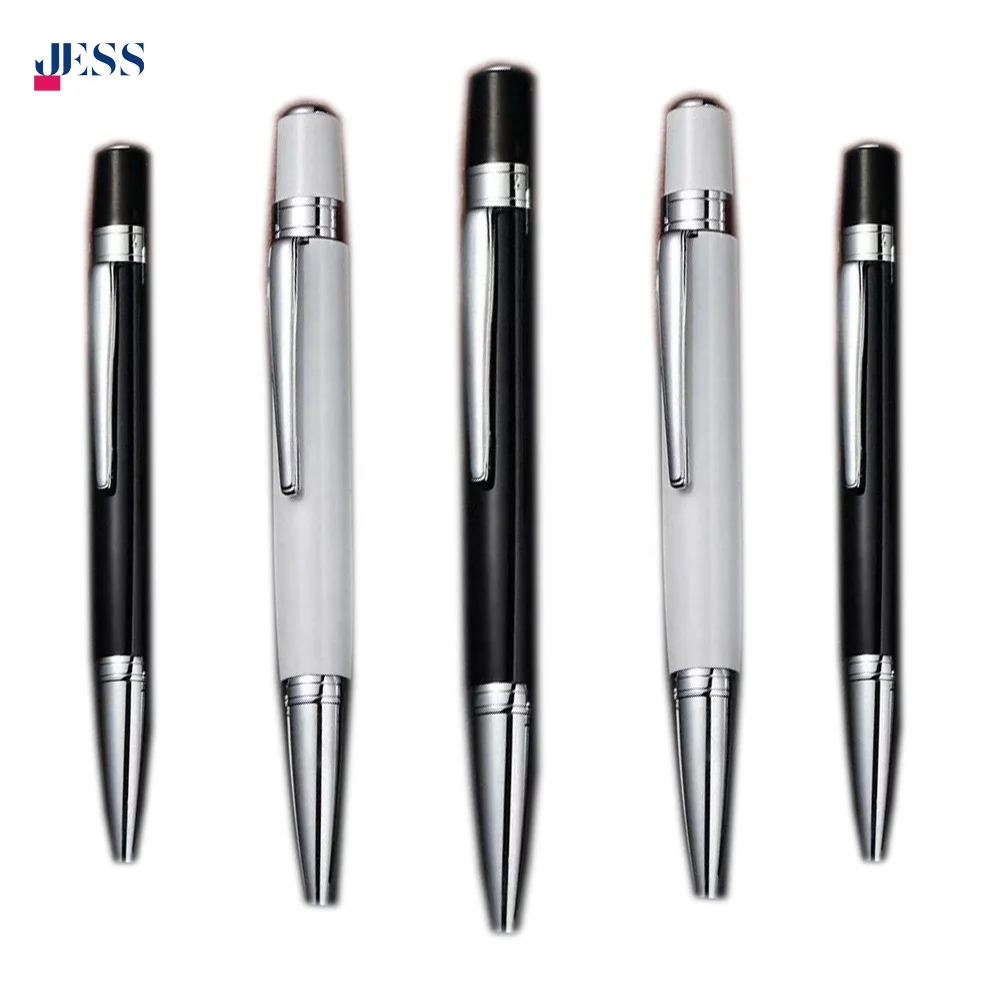 High Quality Metal Pen with Custom Logo Black White Twist Mini pocket Ballpoint Pen for Business Gift Office Pens