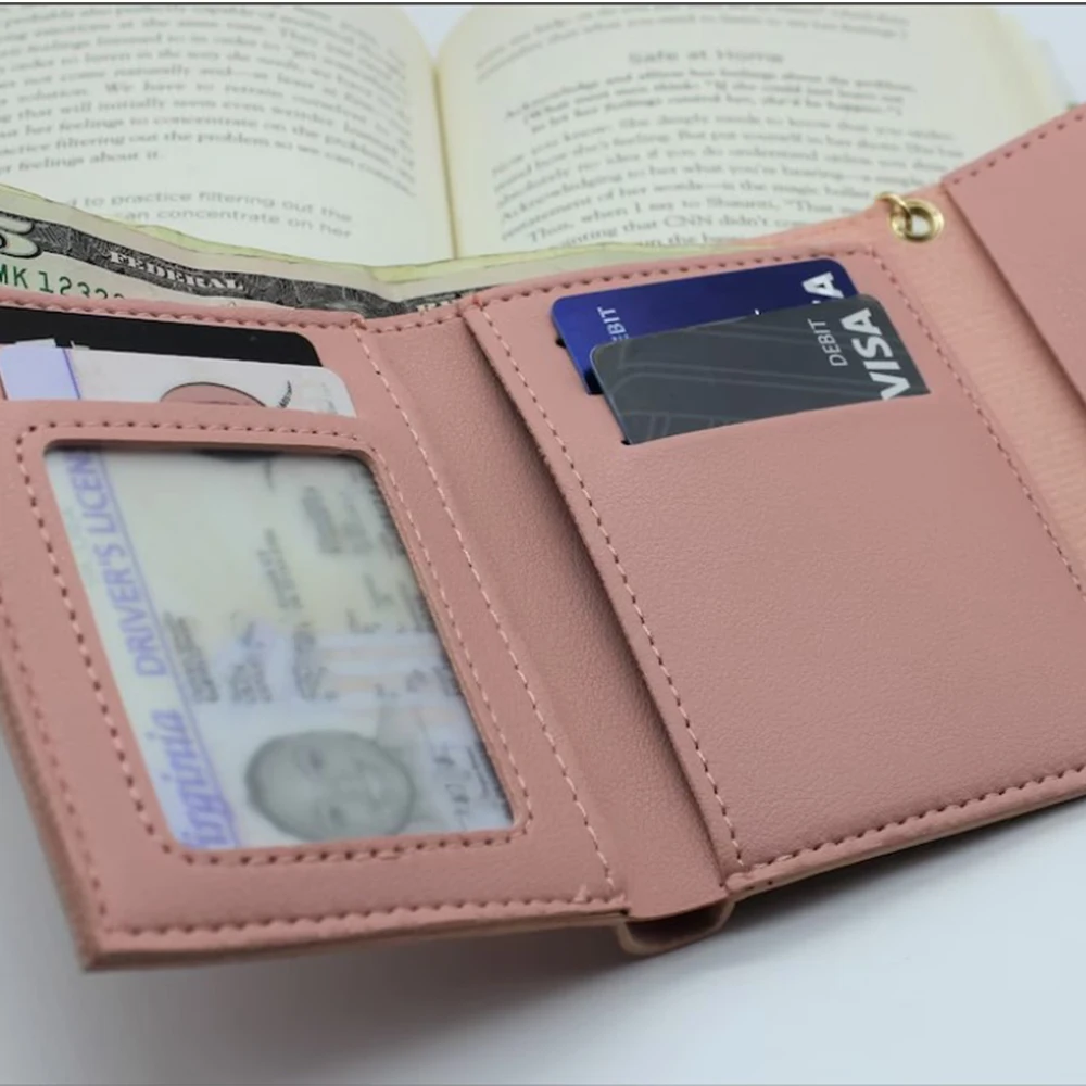 Wholesale Slim Card Holder Leather Wallet Purse Tri Fold PU Leather Tassel Ladies Wallet