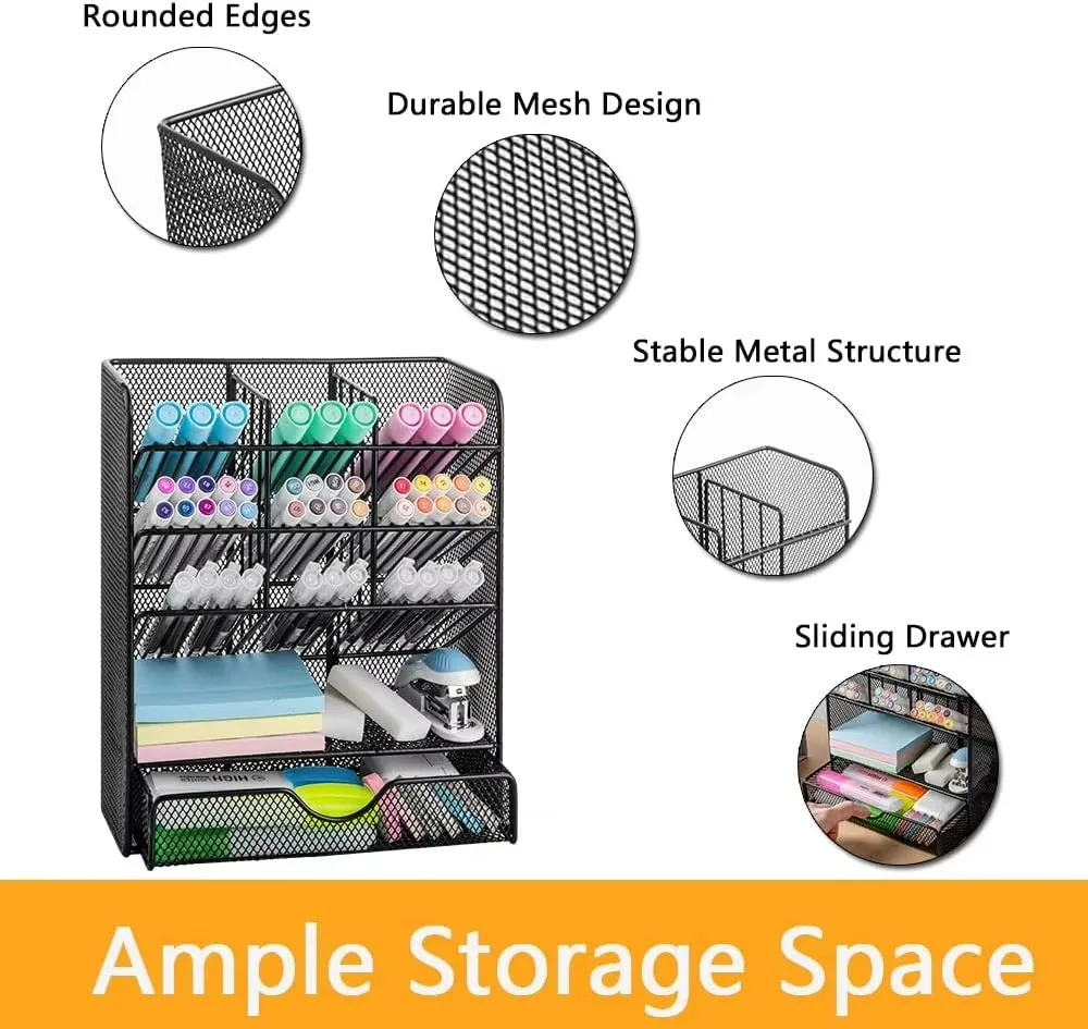 Home Office Mesh Desk Organizer Multi Functional Pen Holder Pen Organizer for Desk Desktop