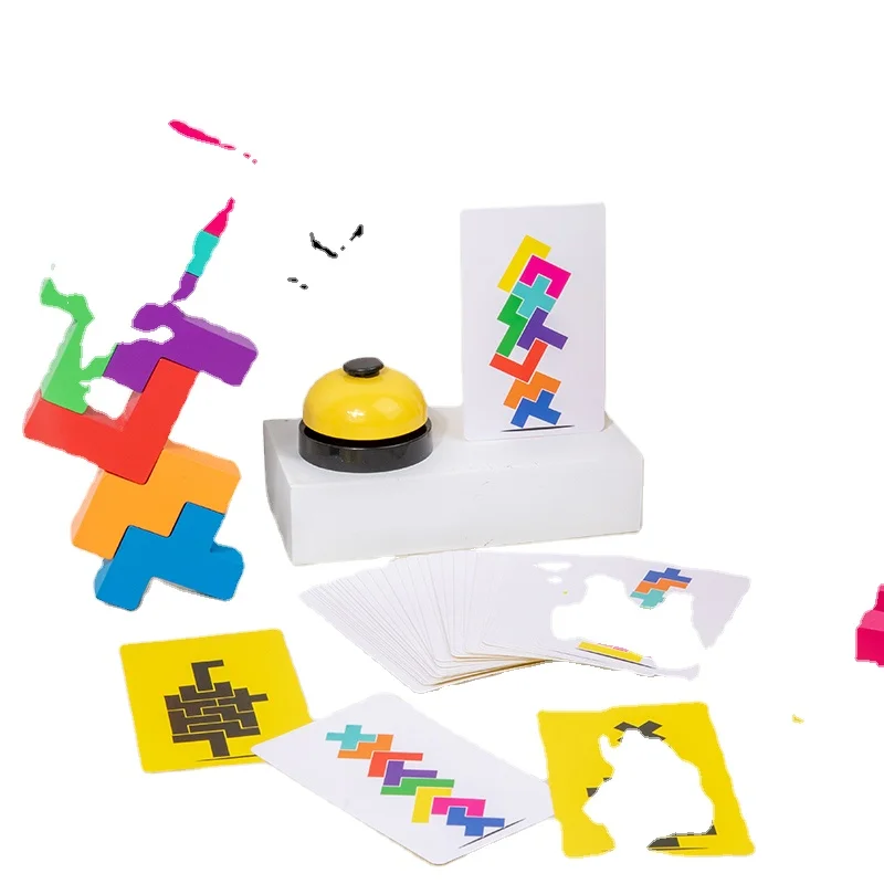 Education Logical Thinking Training Wooden Puzzle Toy Two Player Battle Wooden Tetris Building Block Toys
