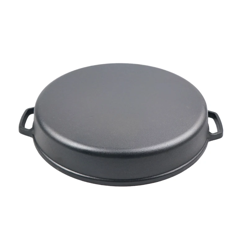 Two Ears Roasting Pan Round Cast Iron Frying Pan Big Size Outdoor Paella Pan