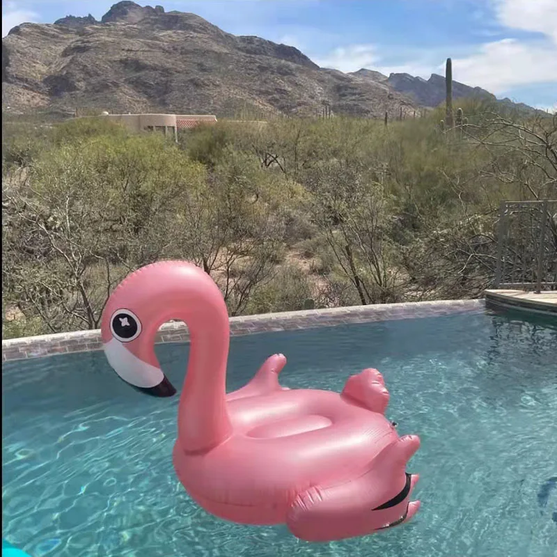 Inflatable Flamingo Pool Float Adult Size, 49 X 43 X 40 inch Large Blowpipe Pool Float Ride, Party Decoration Casual Toy