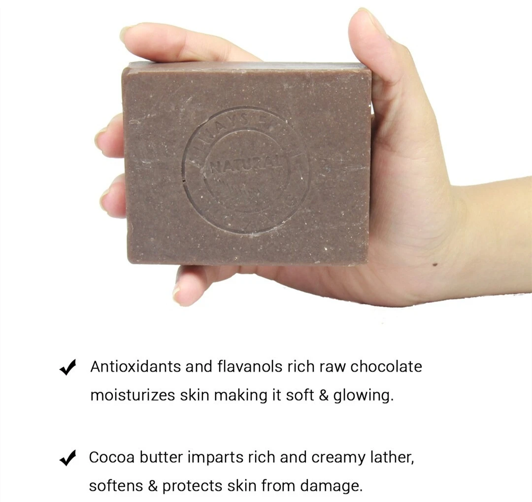 Chocolate Soap Bar with Natural Ingredients Deep Cleanse for Face Body Hands Cocoa Mint Soap