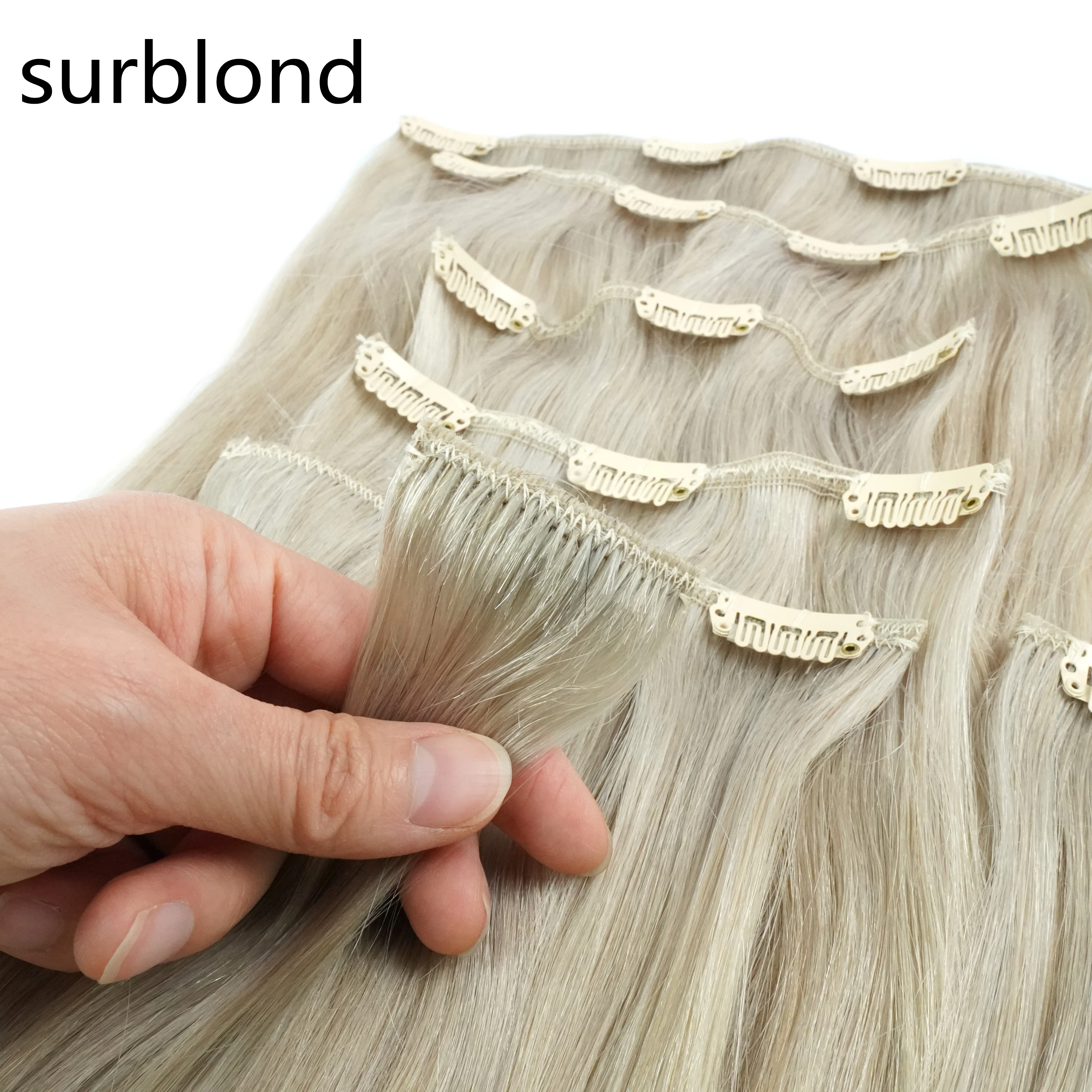 
Online shipping dropship high grade Blonde straight human hair clip in extension 