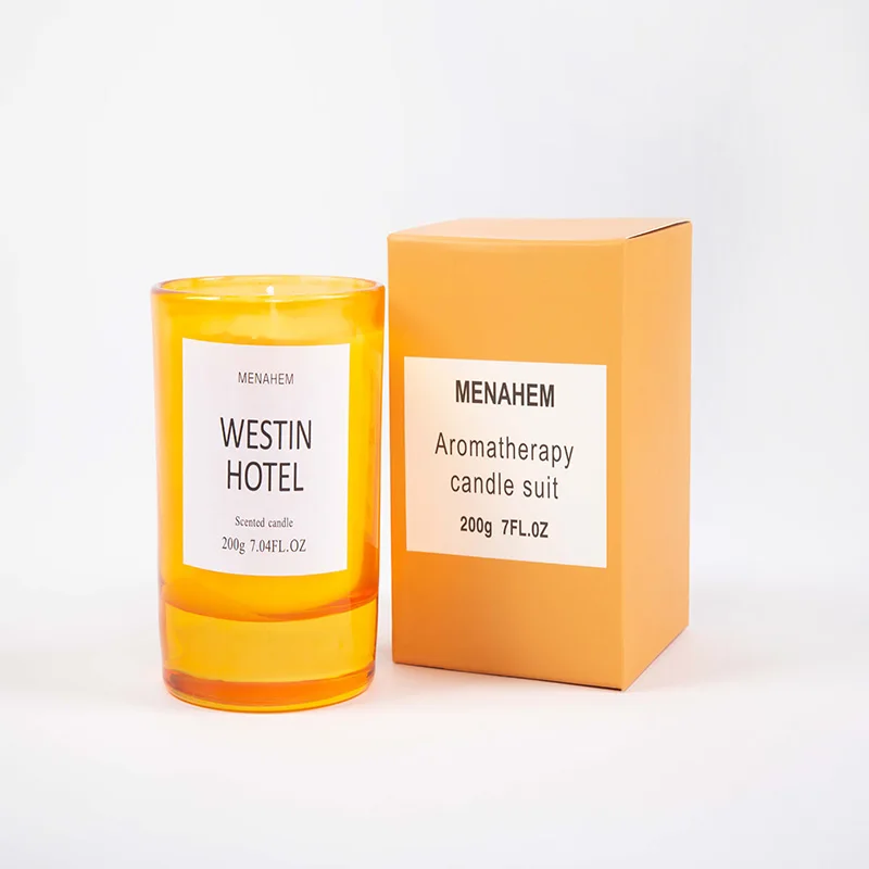 Orange Aromatherapy Candle Cup Large Scented Candle Soy Wax Home Smokeless Fragrance Hotel Essential Oil Candle with Hand Gift