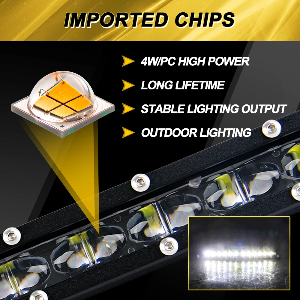 2020 Car Led Bar E Mark Single Row 90w 120W 180W ATV 24 Volt 22 Inch 32INCH 6D Super Slim offroad Led Light Bar