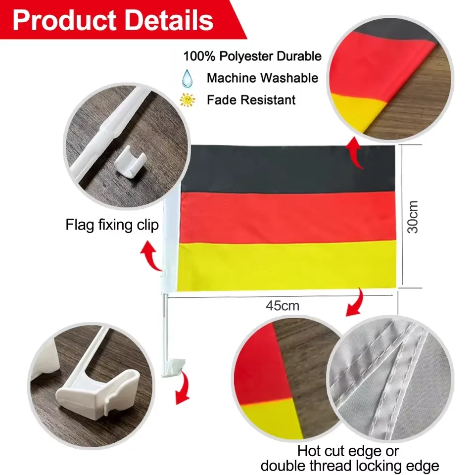 Hot Selling Products Low Price Custom All Countries Car Window Flag Custom 30*45cm Romania Austria Montenegro Car Flag