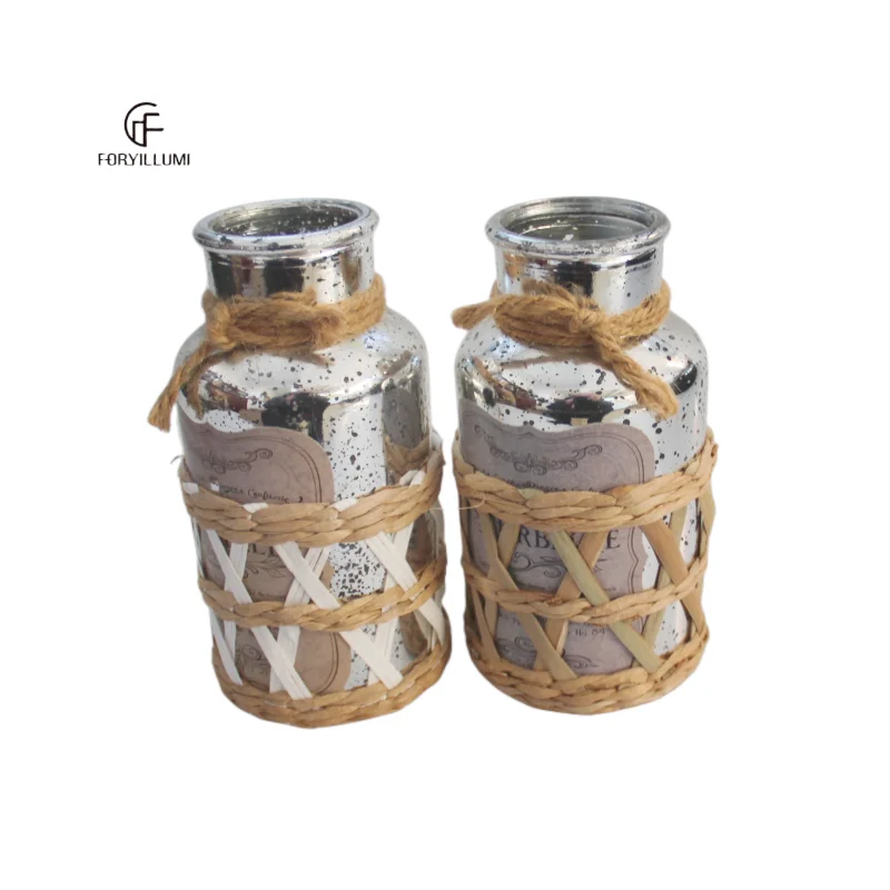 color paper wapped glass candle jars transparent empty light extra holder home decor electroplated vessel retro unique