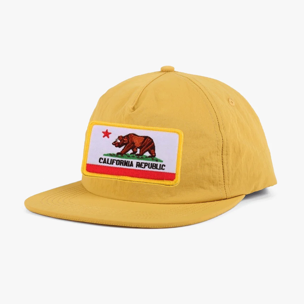 Realbond wholesale embroidery patch snapback cap unstructured 5 panel flat bill usa california cap
