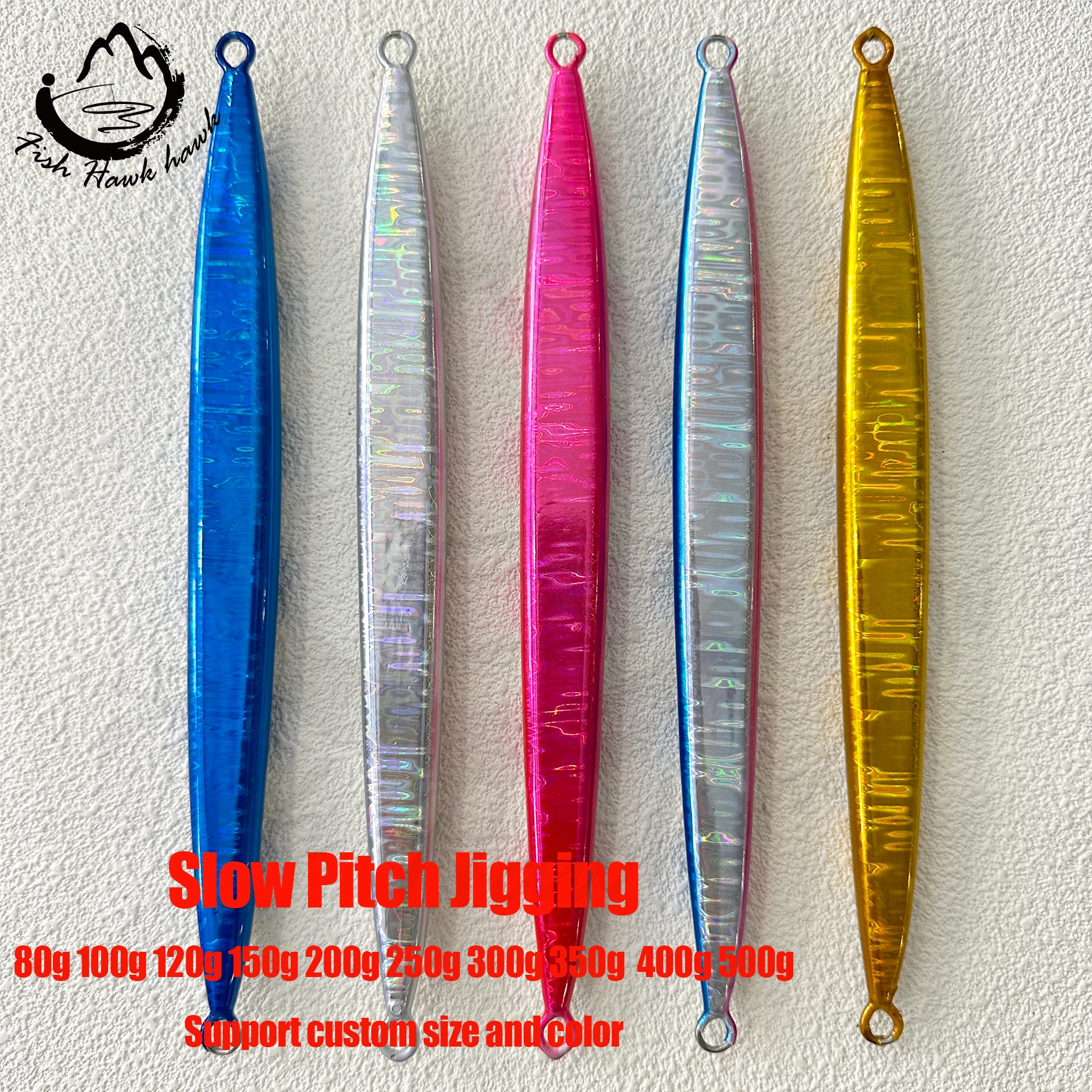 Wholesale 100g 120g 150g 200g 250g  300g 350g 400g 500g luminous slow pitch jigging lure for saltwater metal lead fishing lure
