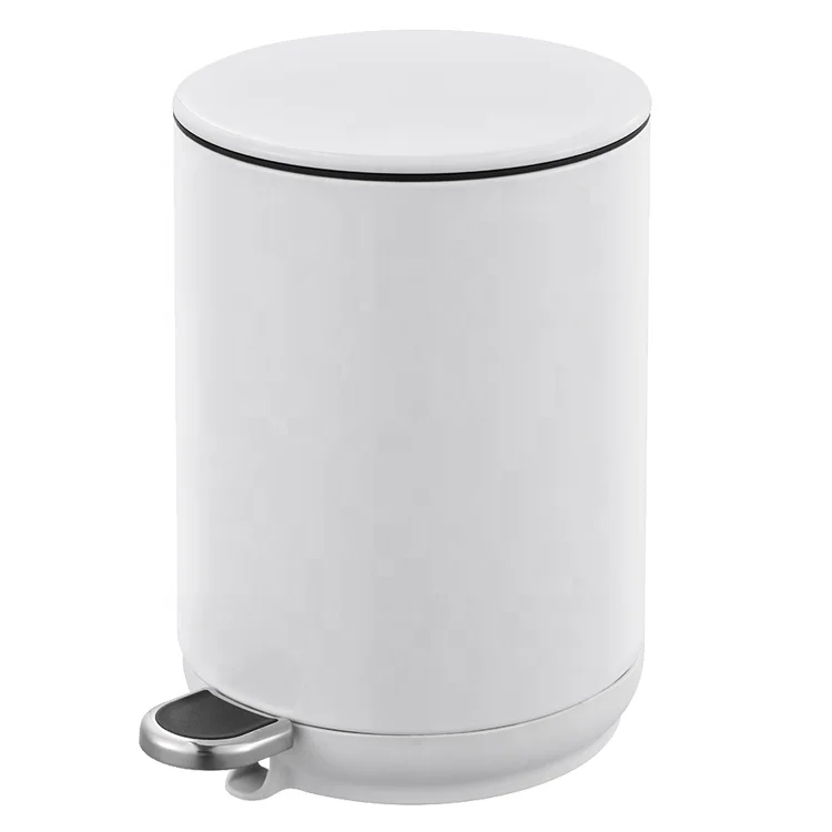BX 5L white high quality metal foot pedal waste bin with lid