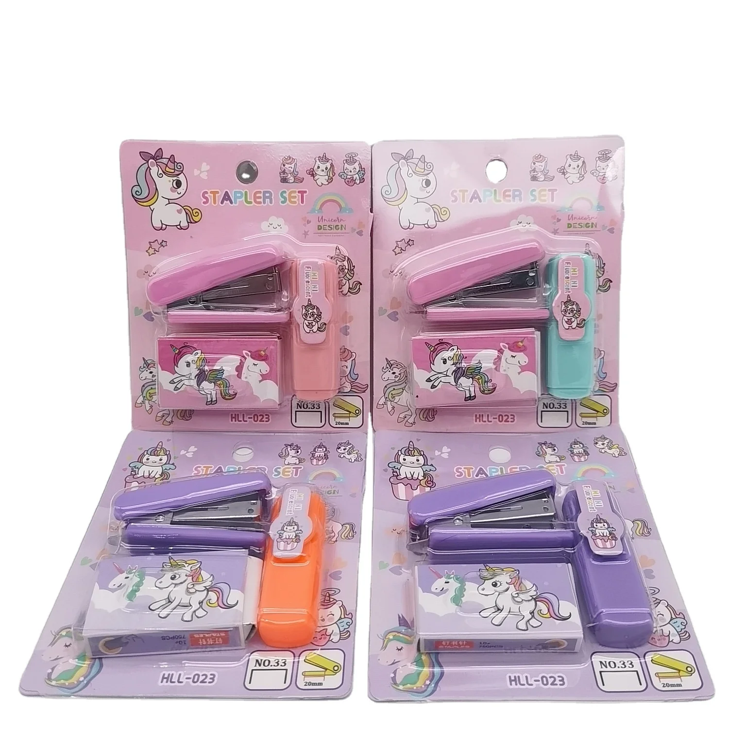 Stapler Portable cute cartoon mini stapler, fluorescent pen set student office stapler