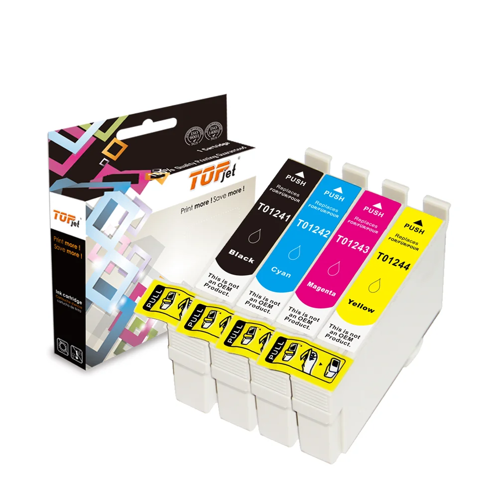 Topjet T1241 T1242 T1243 T1244 T124 124 совместимый цветной чернильный картридж для принтера Epson workply 320 323 325