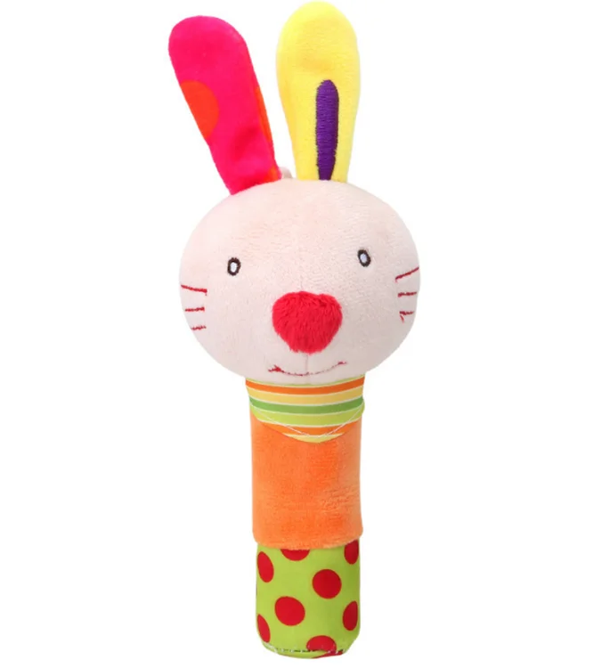 BBSky Stuffed Animal Baby Soft Plush Hand Rattle Squeaker Stick toy