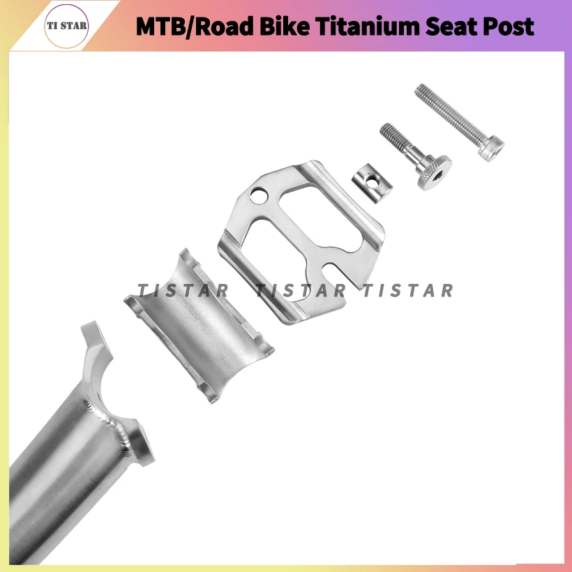 Titanium Bike Seatpost 27.2mm/31.6mm Length 350mm for Mountain MTB Bikes Road Bicycle Lightweight Ti Seat Posts TI Star