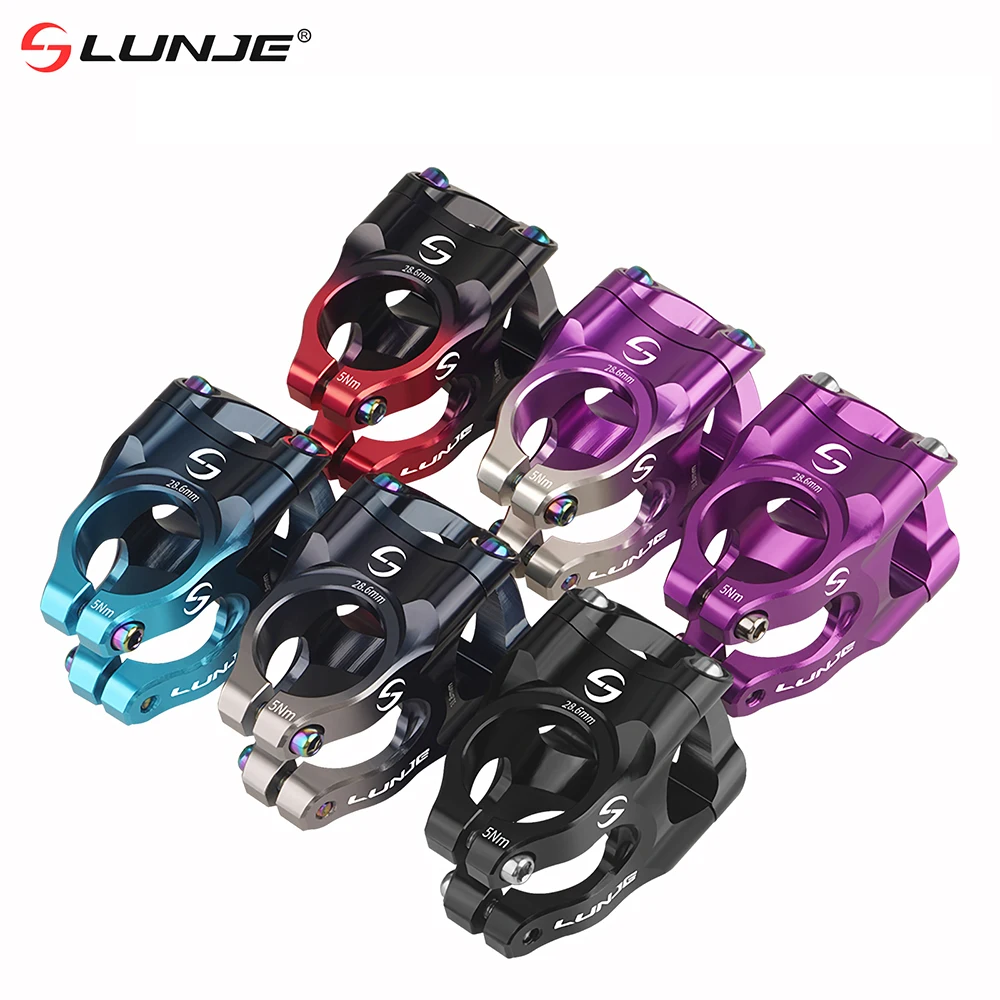 LUNJE Bicycle Short Stem Mountain Bike Stem Lightweight Handlebar Riser CNC Aluminum Alloy 31.8mm  Bicycle Parts Stem