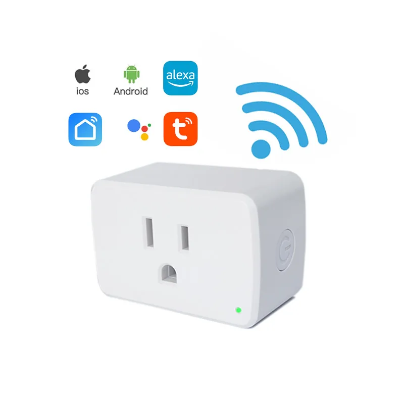 15A нам держатель серии Standard с белыми фиксаторами на Wi-Fi беспроводной мини смарт-розетка работает Amazon Alexa и Google Home TUYA приложение
