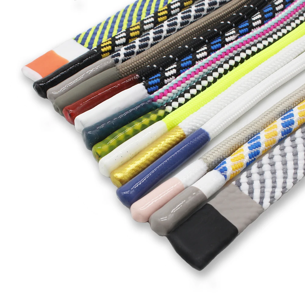 Sport Shoelace Round Silicone Dipping Shoelace Custom Brand Logo Tie Shoelace