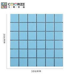 Colorize Square Light Blue Porcelain Glossy swimming pool Mosaic Tile cheap mixed luxury light blue swimming pool mosaic tile