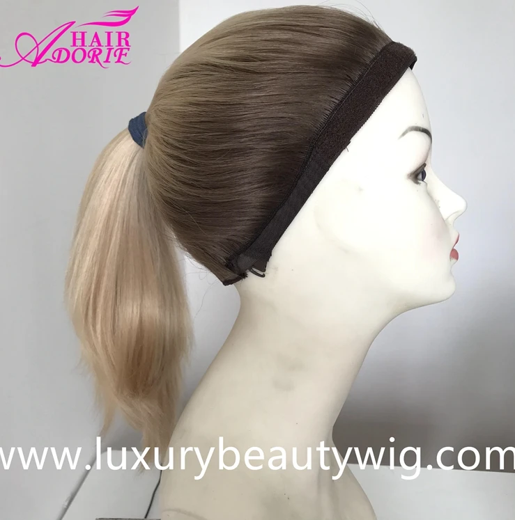 China Factory Brazilian Unprocessed Virgin Hair Double Drawn Natural Brown Jewish Headband Kosher Bandit Band Fall Wigs