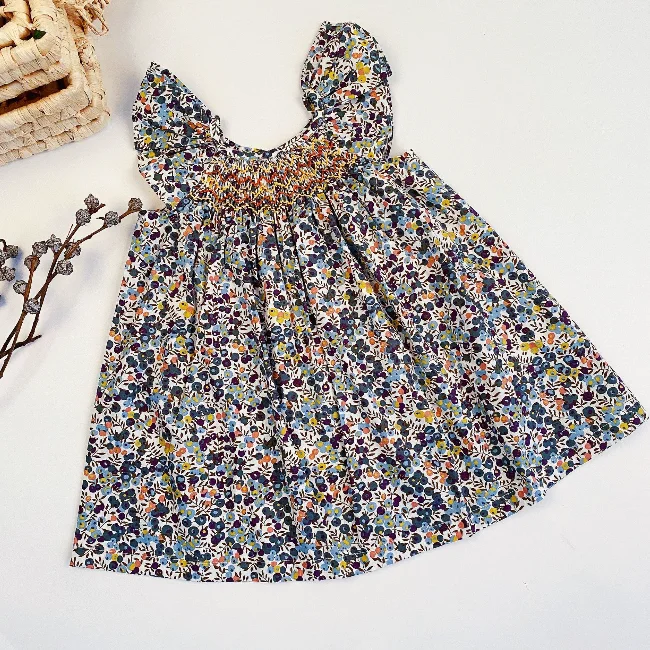 
PHB 11732 Spanish design sleeveless styles baby girls wholesale floral dress 2022 