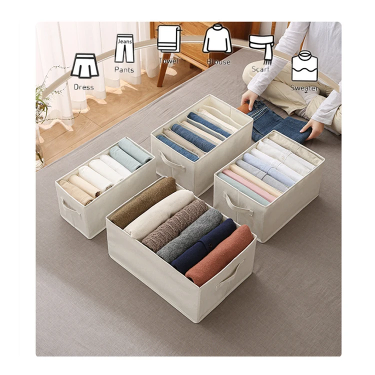 Hot Seller Washable Jeans Organizer Foldable Storage Box 6 Grids Oxford Wardrobe Clothes Folding Organizer For Closet