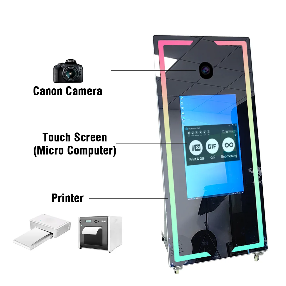 Digital Mirror Photo Booth 45 inch 65 inch with Printer and Camera