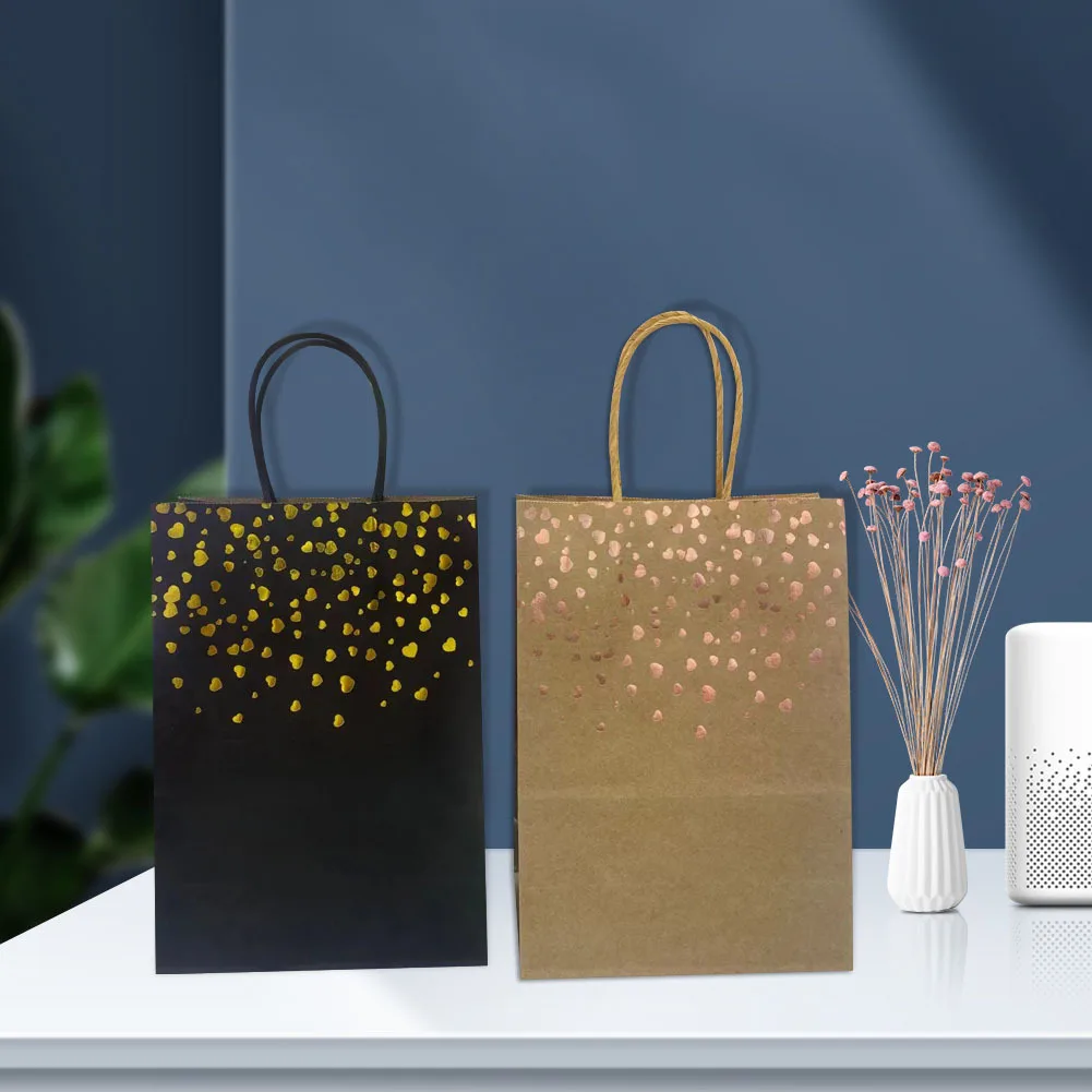 Factory Price Black White Kraft Craft Paper Bag With Twisted Handle And Hot Stamping Printing