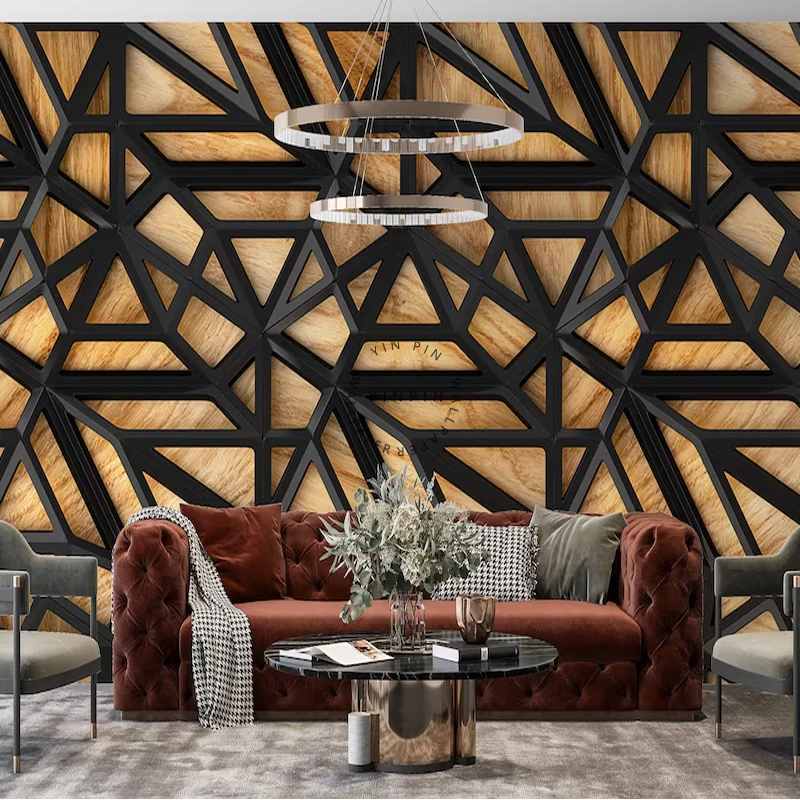 Office wall decoration wallpaper grid background self-adhesive 3D mural