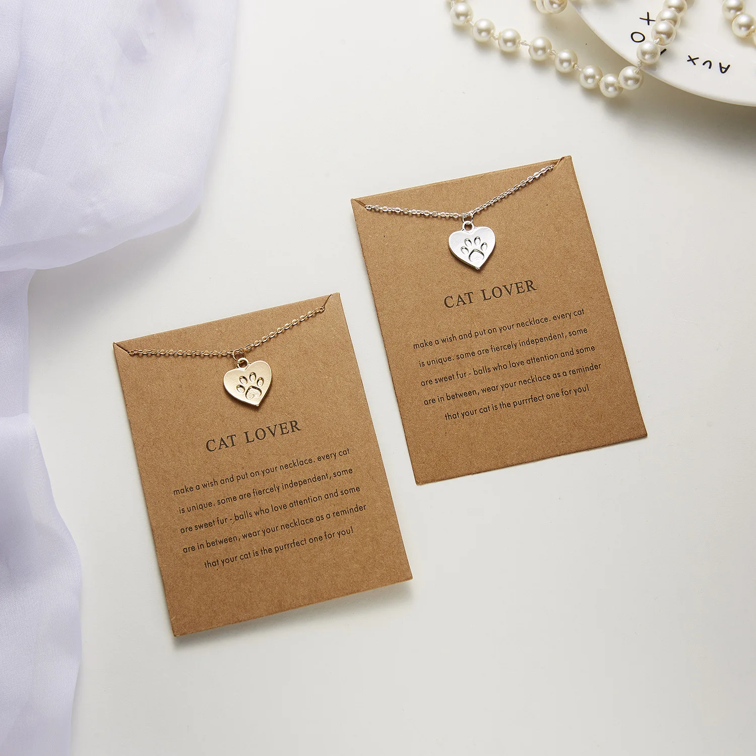 Simple Creative Card Neckace Make A Wish Cat Lover Charm Gold Plated Choker Necklaces