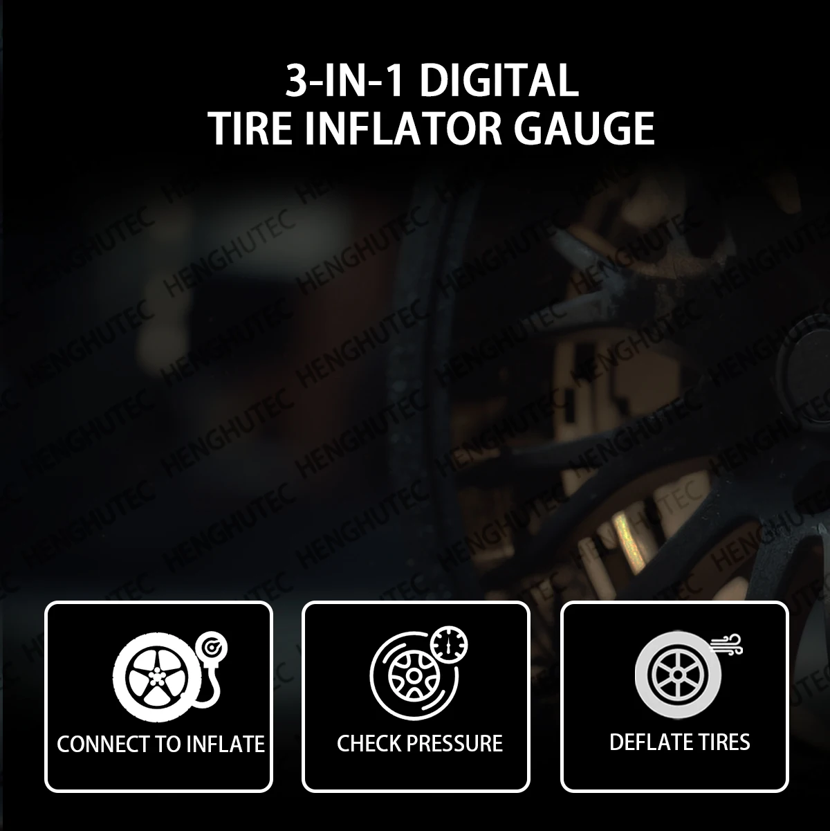 250PSI High-Precision Digital Tire Inflator with Customizable LCD - Perfect for Car and Vehicle Tire Inflation