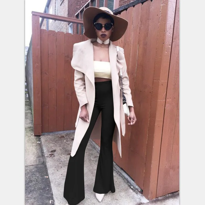 Custom wholesale latest ladies trousers women flare corduroy pants