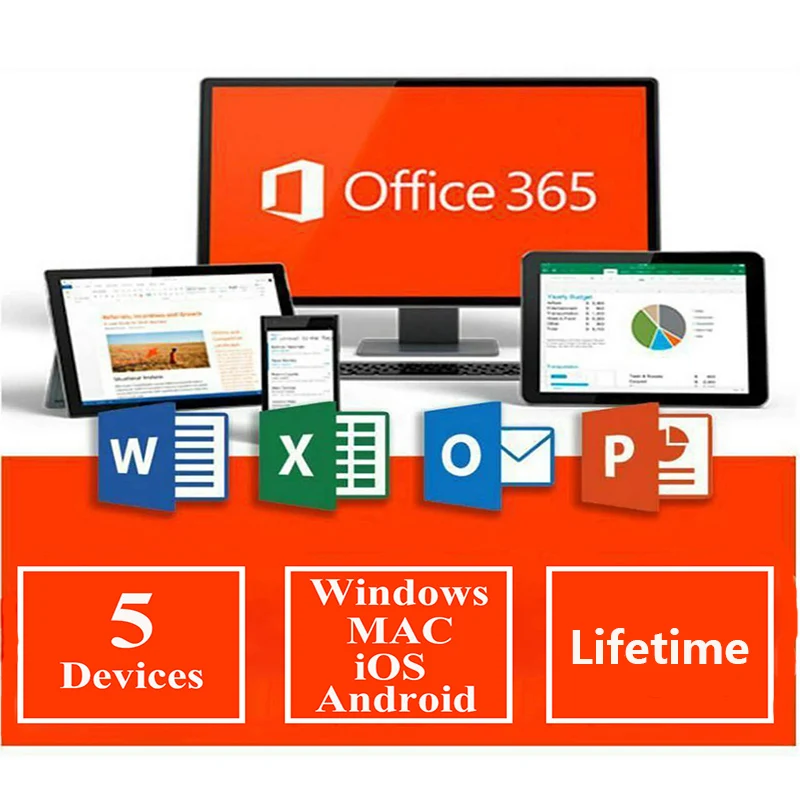 Учетная запись Microsoft Office 365 + срок службы пароля для 5 ПК и Mac Pro Plus