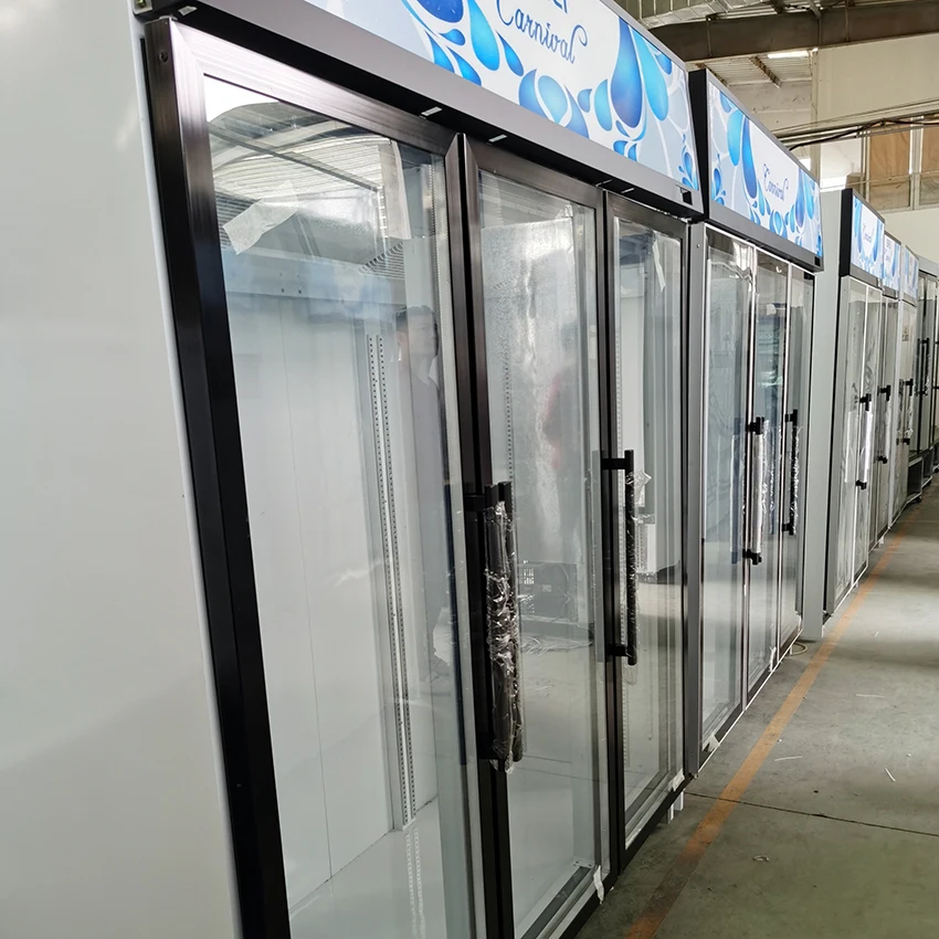 Supermarket commercial double temperature refrigerator Beverage cooler Glass door Pepsi refrigerator display freezer